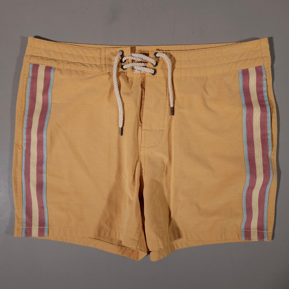 Faherty Board Shorts Mens 33 Yellow Striped Beacon Recycled Polyester MSU2103